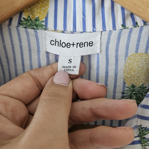 Chloe and Rene pinstriped pineapple button down dress - Picture 2 of 8